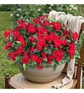 Ouddy Decor 6 Bundles Artificial Impatiens Flowers for Outdoors Decoration, Silk Flowers Bouquet ...