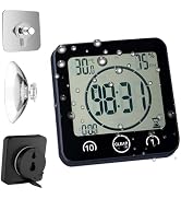 Waterproof Bathroom Wall Clock and Timer, Digital Water Resistant Hanging Timer for Shower, Large...