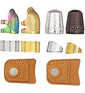 10pcs Hand-Working Sewing Thimble, Adjustable Metal Finger Shield Ring, Leather Coin Finger Prote...