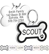 GoTags Stainless Steel Pet ID Bone Round and Heart Shaped Tags with Enamel Paw Design, Personaliz...