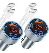iPhone Fast Car Charger, 2 Pack 65W 4 Port Type C Car Charger Fast Charging Multi Port Cigarette ...