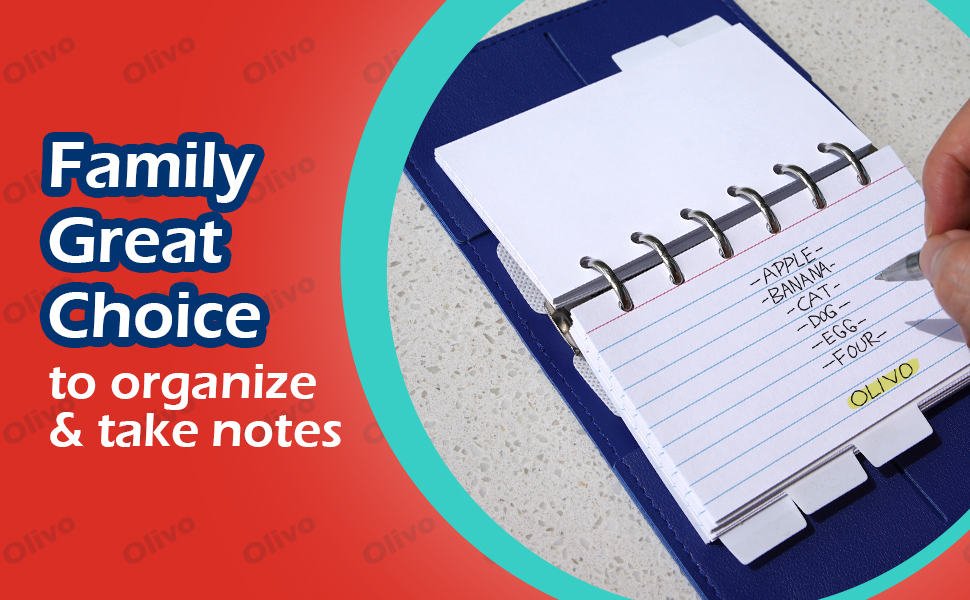 3x5 Lined Index Cards with Ring Binder Holder and Dividers 100 Ruled Note Cards Kit Set for Studying
