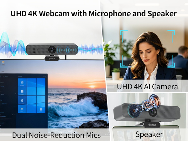 4k webcam with microphone and speaker conference video bar