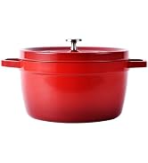 Enamel Cast Iron Dutch Oven with Lid, 4.9 QT Nonstick Enamel Coating Saucepan with Dual Handle,Co...