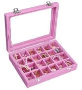 Vicoter Velvet Jewelry Box 24 Grid Jewelry Ring Display Organiser Box Tray Holder Earrings Storag...