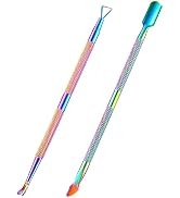 2PCS Cuticle Pusher and Cutter Remover, Xunxmas Salon Nail Scraper for Gel Polish, Stainless Stee...