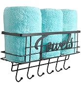 HappyHapi Towel Rack for Bathroom Wall Mounted, Drilling or Self-Adhesive Bath Towel Holder Stora...