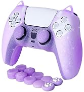 HLRAO Purple Cat Glitter Anti-Slip Protective Silicone Cover Skin Grips Compatible with PS5/Slim/...