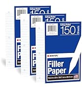 Kaisa Loose Leaf Paper Filler Paper 8x10.5 inches, College Ruled, 3-Hole Punched for 3-Ring Binde...
