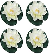 4 Pcs Artificial Floating Foam Lotus Flower with Water Lilys Pad Ornanments,Lifelikes Fake Lotus ...