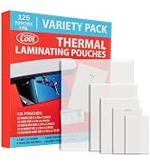 125 count of Variety pack 5mil thickness with 5 different sizes of thermal laminating sheets