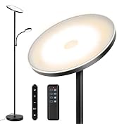 OUTON LED Floor Lamp, 27W/2400LM Modern Torchiere Lamp & 7W/ 400LM Reading Lamp, Bright Dimmable ...