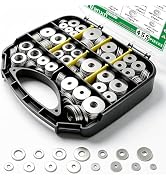 Aienxn 455PCS 304 Stainless Steel Fender Washer Assortment Kit, Washers for Bolts, 15 Metric Size...