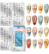 PH PandaHall 3pcs Furniture Nail Stamping Plates Lighting Chairs Nails Art Stencils Potted Plants...