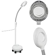 5X Magnifying Lamp LED Magnifier Light Glass Lens W/Adjustable Gooseneck, Floor Rolling Stand Fac...
