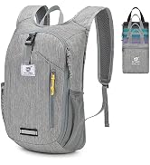 Gray backpack with multiple compartments, mesh side pockets, and padded straps. Includes detachable insulated lunch bag. Features brand logo patch and yellow zipper pull accents.
