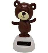 BWESOO Brown Solar Dancing Bear Solar Powered Dancing Figurine Car Dashboard Decor, Bobbling Head...