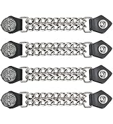 Motorcycle Vest Extenders, Genuine Leather Double Chain Vest Extenders for man (4 pcs)