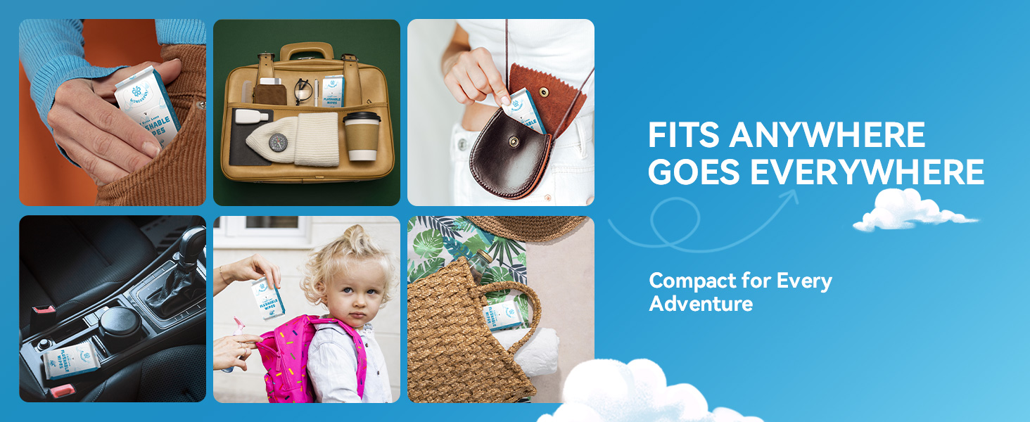 Wonderful Flushable Wipes, Mini Travel Pack, Fragrance Free
