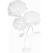 Rainbows & Lilies Giant Standing White Artificial Flowers for Decoration – 3 Large Organza Flower...