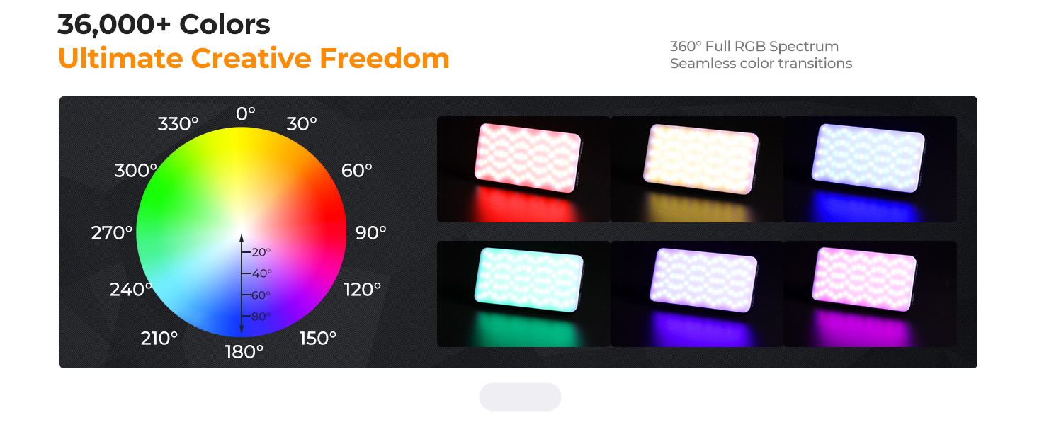 Text reads '36,000+ Colors'. Color wheel diagram and spectrum display showing various color options and swatches for customization.