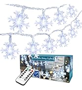 BrizLabs Snowflake Christmas Lights, 16.08ft 40 LED Christmas Lights with Remote, Snowflake Strin...