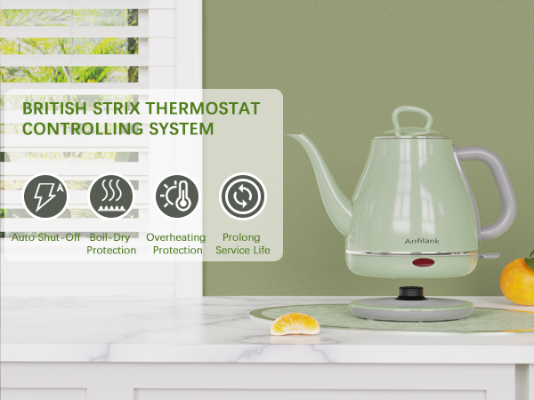 tea kettle pot with automatic shut-off, boil-dry protection, over-temperature protection