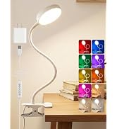 Clip on Lamp,10 RGB Colors+10 Brightness Clamp Light, 500 Lumen Bright Desk Lamp with Clamp, 72 L...
