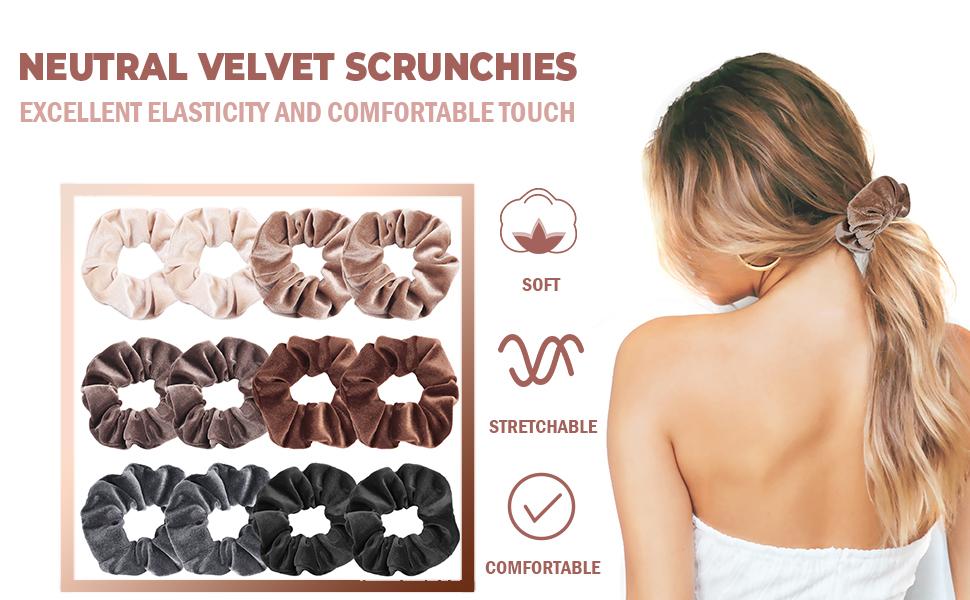 Neutral velvet scrunchies
