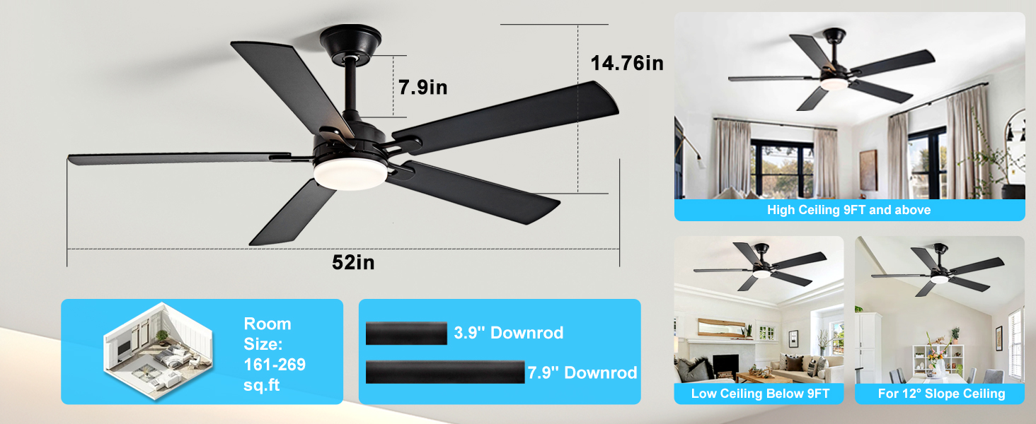 ceiling fan with 2 downrod