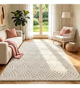 SHACOS Soft Cozy Fluffy Arch Waves Pattern High-Low Textured Area Rug 5'x7' Non Slip Washable Min...