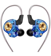 Faifxo Entry-Level Gaming Headphones HiFi Game Earbuds Blue 11MM Wired-Earbuds Zero-Latency Trans...