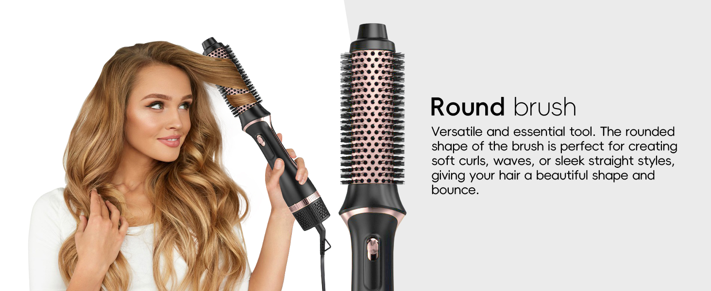 Round Brush-soft curls,waves,or sleek straight styles