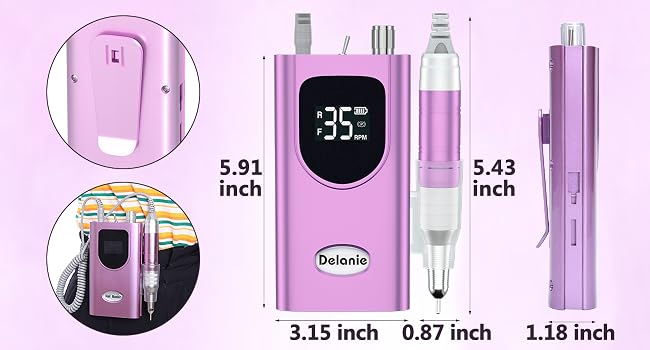 portable nail drill with belt hook, lightweight and compact