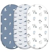 Civarua Kids Bassinet Fitted Sheets, 3 Pack Baby Boy and Girl, Soft Breathable Stretchy Baby Pad/...