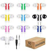 Gaosen 50 Pack Bulk Kids Earbuds for School Classroom, Multi Colored Student Wired Headphones wit...