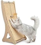 Petinstinct Sisal Cat Scratcher, 24" Wooden Cat Scratch Ramp, Climbing Vertical Scratch Pad with ...