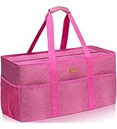 LHZK Standing Extra Large Utility Tote Bag with Metal Wire Frame and the Sides Rinforced, Large C...
