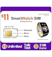 SpeedTalk Mobile Smart Watch SIM Card Kit – 5G 4G LTE Wearables | Unlimited Talk and Text 2GB Dat...