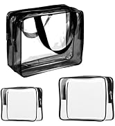 3Pcs Crystal Clear Toiletry Bag Kit Travel Beach Essentials Women Men, PVC Vinyl Packing Organize...