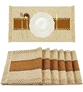 FEXIA Boho Placemats Set of 6, Macrame Table Decor and Farmhouse Style Placemats Natural Cotton B...