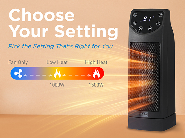 BLACK+DECKER Oscillating Space Heater, Portable Heater with Remote Control