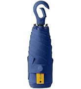 Travebo Mini Compact Folding Travel Umbrella with Carabiner Ring Handle,Fiberglass Ribs,UV Protec...