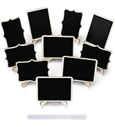 Mini Chalkboard Signs, 12 Pack Small Chalkboard Labels with Easel Stand, Wooden Blackboard for Ta...