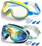 Rantizon Kids Swimming Goggles 2 Pack, Anti Fog&UV Swim Goggles for Boys Girls, No Leak Pool Beac...