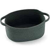 Happyiren Cute Woven Storage Basket with Handle – Hunter Green Empty Gift Boo Basket for Christma...