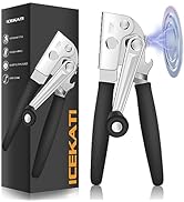 Commercial Can Opener, ICEKATI Can Opener Manual Heavy Duty Easy for Big Cans with Magnet, Foldin...