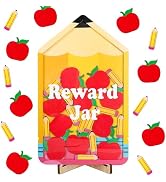 FYSUIMU 39 Pcs Back to School Wooden Reward Jar Pencil Apples Wood Cutouts with Magnetic Sticker ...