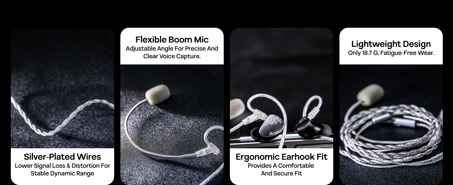 Kiwi Ears S-link IEM Cable with Boom Mic