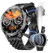 UYRGT Smart Watch with Earbuds for Men and Women, Military Tactical Smartwatch Combo, Compass & L...